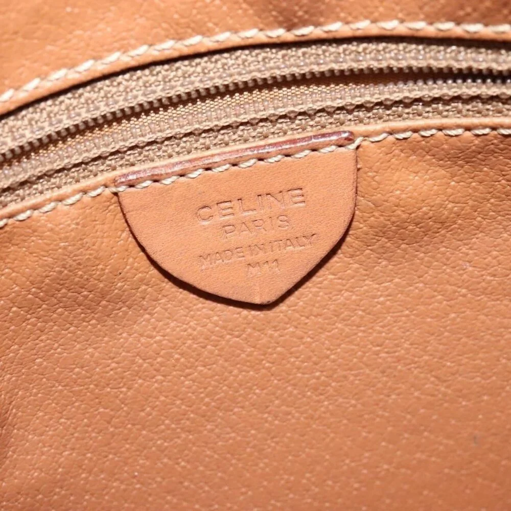 Authentic CELINE Macadam Canvas Shoulder Bag PVC Leather Brown Gold - Picture 4 of 16